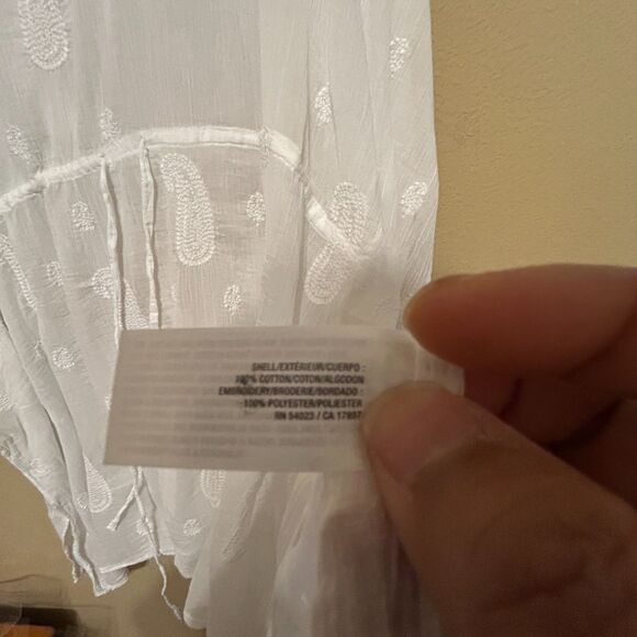 Old Navy Swim Cover-up Tunic Women 2X White Semi-sheer Paisley Print Boho Beachy - Picture 7 of 7